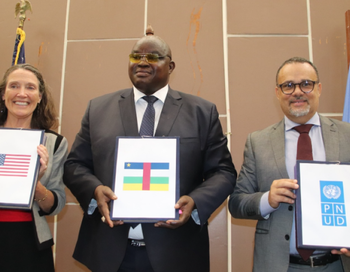 Signature d'un accord de financement additionnel de la Cour pénale spéciale par les Etats-Unis, via le PNUD.