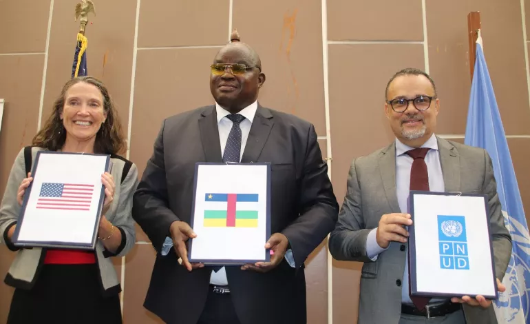 Signature d'un accord de financement additionnel de la Cour pénale spéciale par les Etats-Unis, via le PNUD.